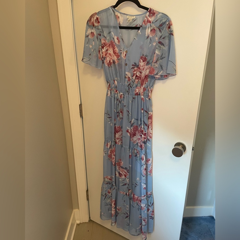 Blue floral maxi dress